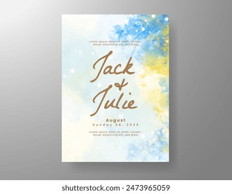 Wedding invitation with abstract watercolor background