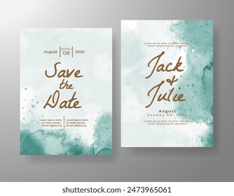 Wedding invitation with abstract watercolor background