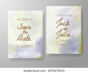 Wedding invitation with abstract watercolor background