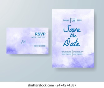 Wedding invitation with abstract watercolor background