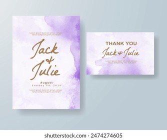 Wedding invitation with abstract watercolor background