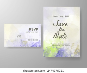 Wedding invitation with abstract watercolor background