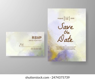 Wedding invitation with abstract watercolor background