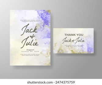 Wedding invitation with abstract watercolor background