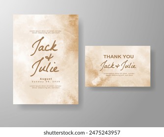 Wedding invitation with abstract watercolor background