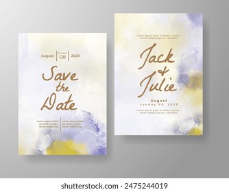 Wedding invitation with abstract watercolor background