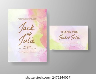 Wedding invitation with abstract watercolor background