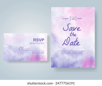 Wedding invitation with abstract watercolor background