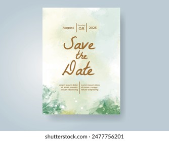Wedding invitation with abstract watercolor background