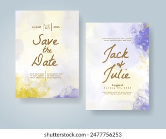 Wedding invitation with abstract watercolor background
