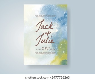 Wedding invitation with abstract watercolor background