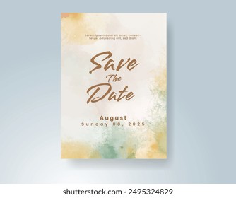 Wedding invitation with abstract watercolor background