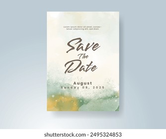 Wedding invitation with abstract watercolor background