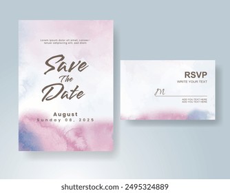 Wedding invitation with abstract watercolor background