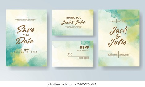 Wedding invitation with abstract watercolor background