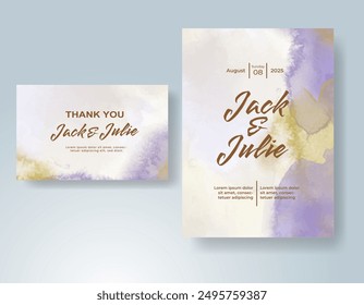 Wedding invitation with abstract watercolor background