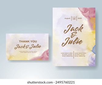 Wedding invitation with abstract watercolor background