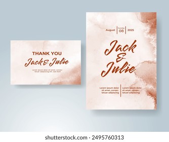 Wedding invitation with abstract watercolor background