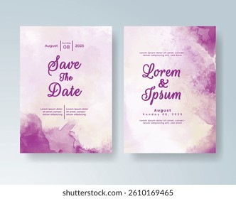 Wedding invitation with abstract watercolor background
