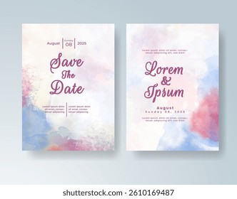 Wedding invitation with abstract watercolor background