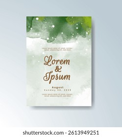 Wedding invitation with abstract watercolor background