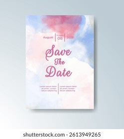 Wedding invitation with abstract watercolor background