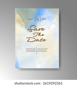 Convite de casamento com fundo de aquarela abstrato
