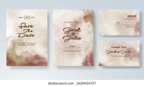 Wedding invitation with abstract watercolor background