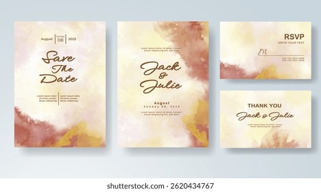 Wedding invitation with abstract watercolor background