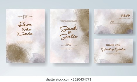 Wedding invitation with abstract watercolor background