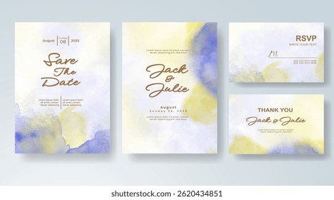 Wedding invitation with abstract watercolor background