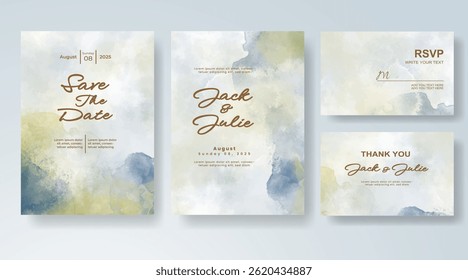 Wedding invitation with abstract watercolor background