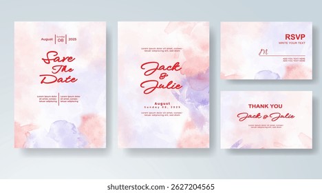 Wedding invitation with abstract watercolor background