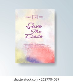 Wedding invitation with abstract watercolor background