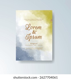 Wedding invitation with abstract watercolor background