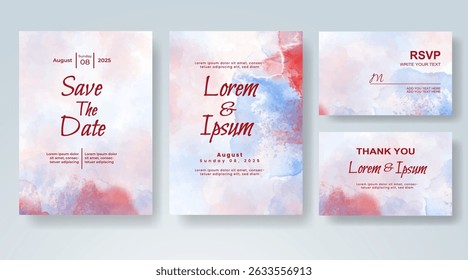 Wedding invitation with abstract watercolor background