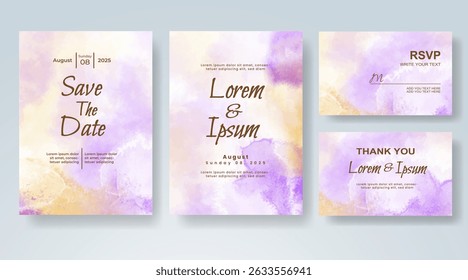 Wedding invitation with abstract watercolor background