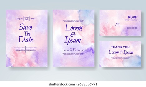 Wedding invitation with abstract watercolor background