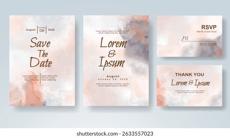 Wedding invitation with abstract watercolor background
