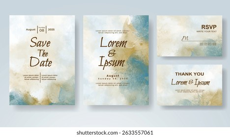 Wedding invitation with abstract watercolor background