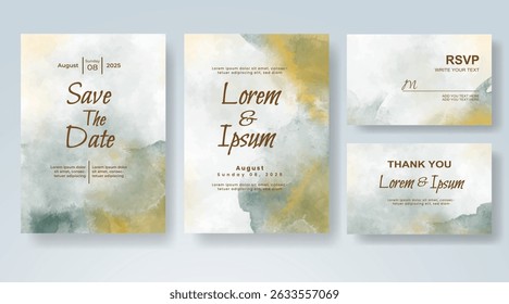 Wedding invitation with abstract watercolor background