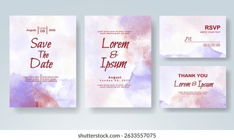 Wedding invitation with abstract watercolor background
