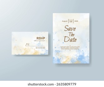 Wedding invitation with abstract watercolor background