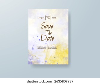 Wedding invitation with abstract watercolor background