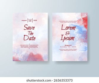 Wedding invitation with abstract watercolor background