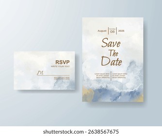 Wedding invitation with abstract watercolor background