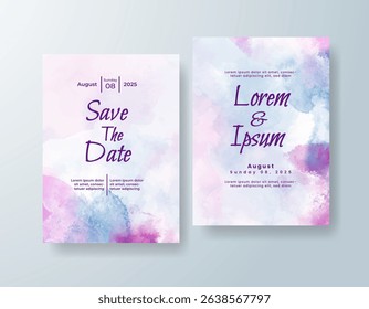 Wedding invitation with abstract watercolor background