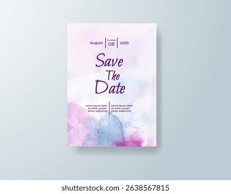 Wedding invitation with abstract watercolor background