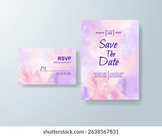 Wedding invitation with abstract watercolor background
