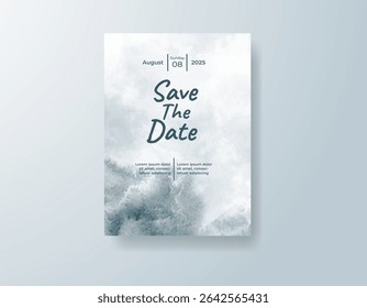 Wedding invitation with abstract watercolor background
